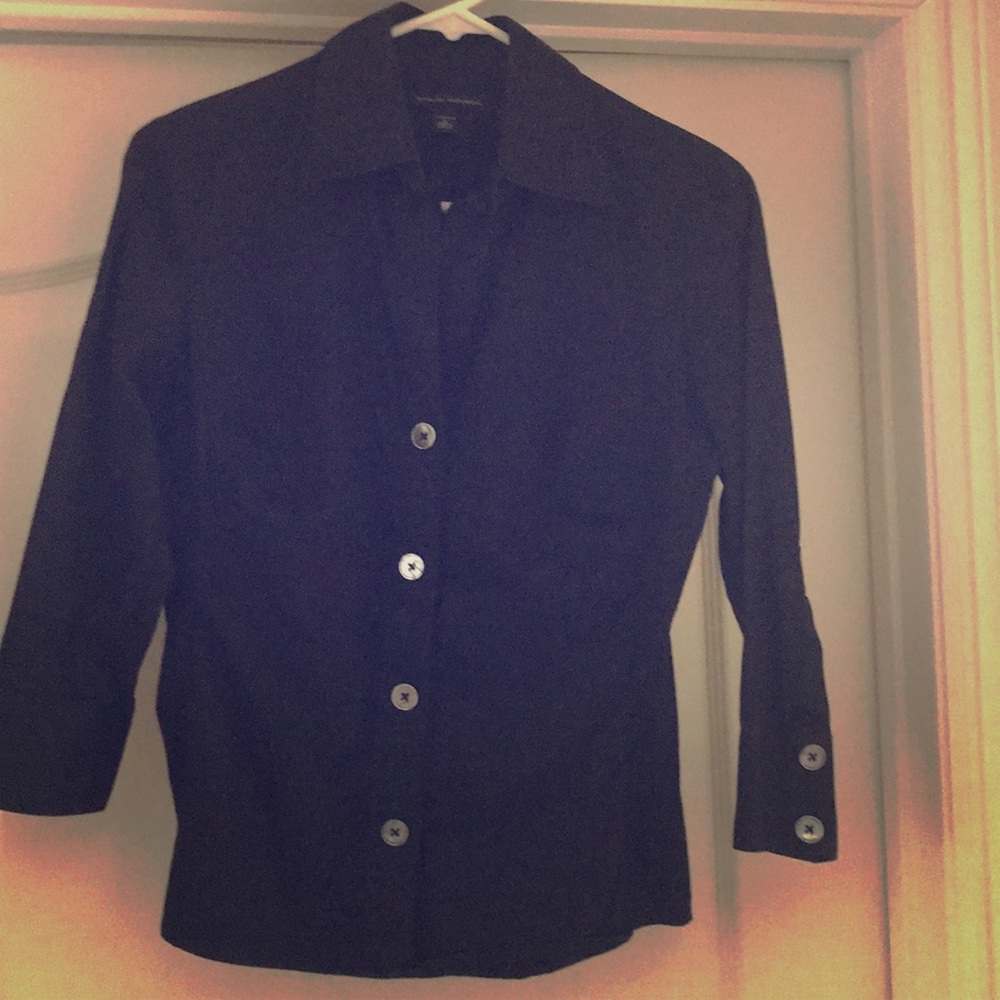 Banana Republic, Black Stretch-Cotton Button-Down Shirt, Size S